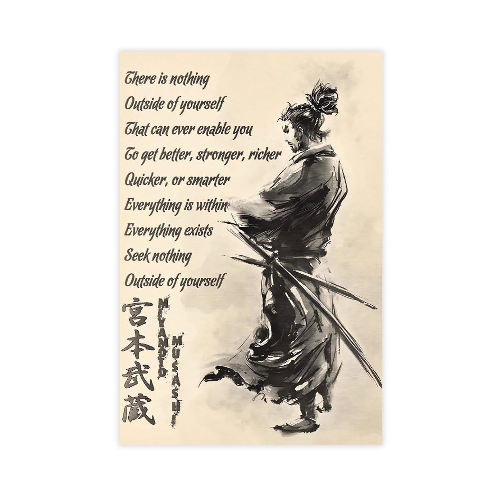 Qnvjqkdsi Unframe Japanese Samurai Miyamoto Musashi Quote (1) Canvas Poster Bedroom Decor Landscape Office Room Decor Gift 24" L X 36" W