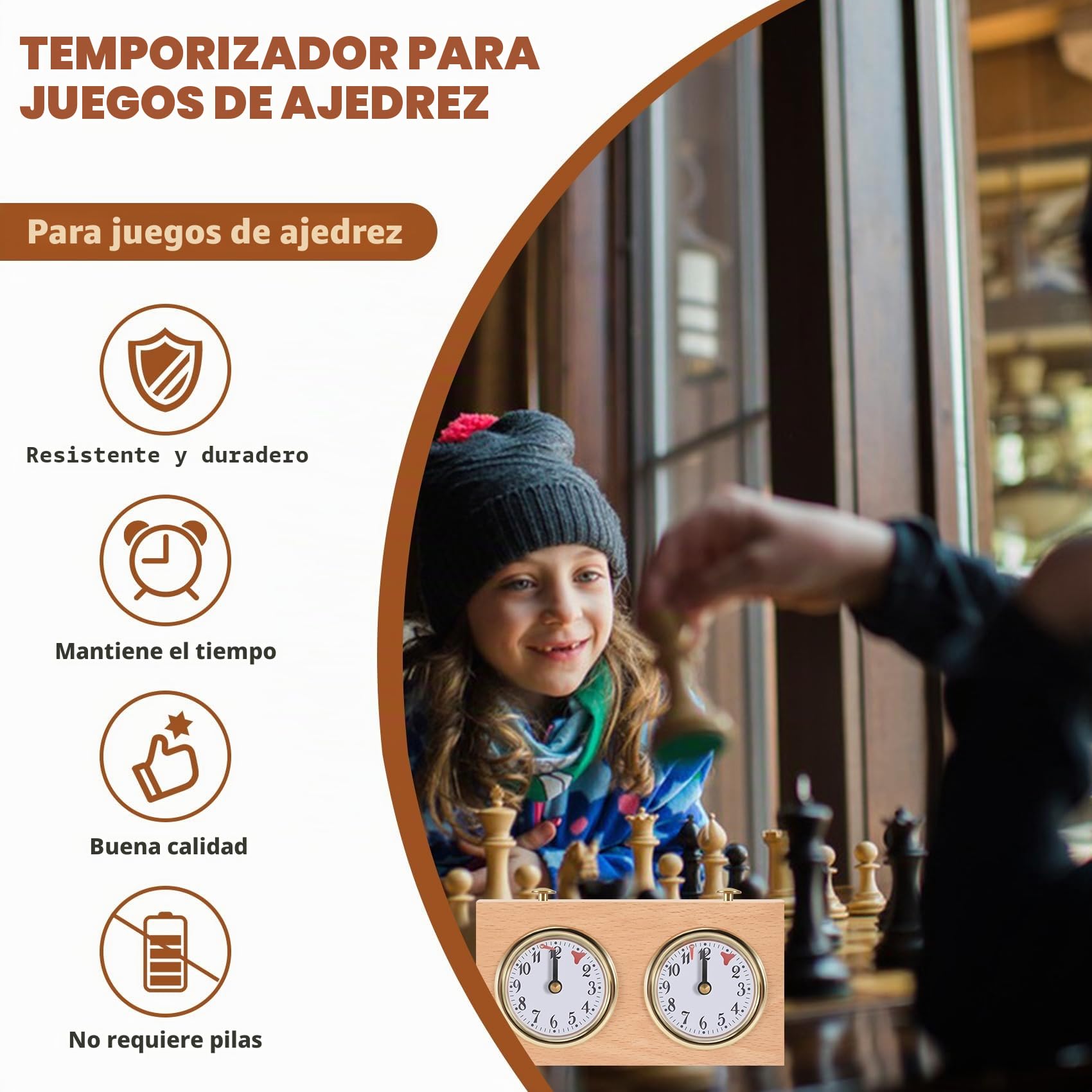 Temporizador de ajedrez, reloj de ajedrez digital profesional, temporizador de conteo de madera, reloj de ajedrez internacional portátil