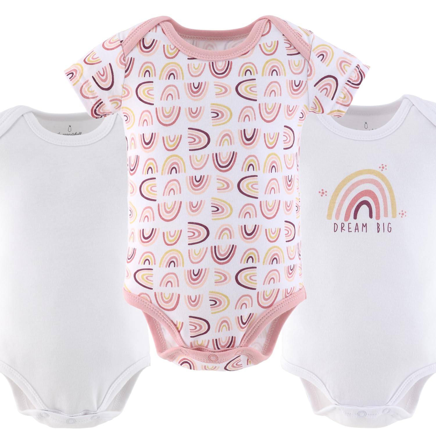 The Peanutshell Bodis de manga corta para bebé, 100 % algodón, recién nacido a 18-24 meses, safari arcoíris