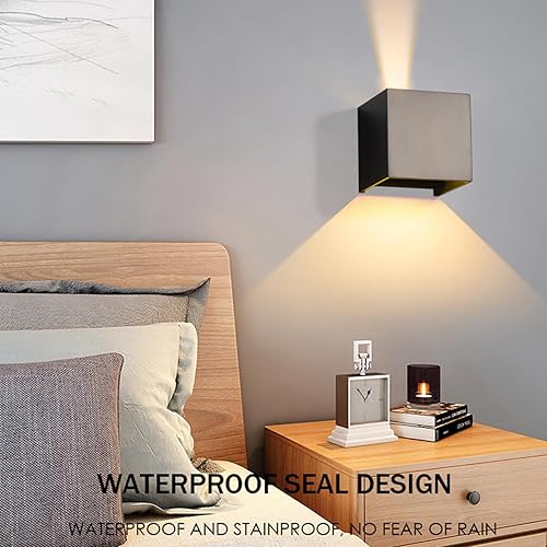 Miniatura 3 de Paquete de 2 apliques de pared para exteriores, luces LED de 20 W para exterioresinteriores, luces de arriba y abajo, IP65, impermeables, modernas,