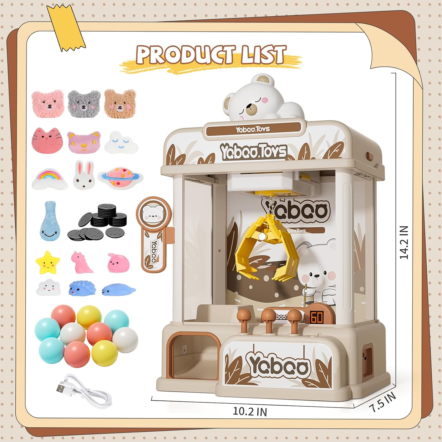ORANGE OCEAN Large Claw Machine for Kids Girls Boys, Toy Claws Machine with Sound & Light, Vending Machine for 4 5 6 7 8 Years Old Girls, Idea Birthday Gifts for Kids Ages 3-5 4-6 4-8