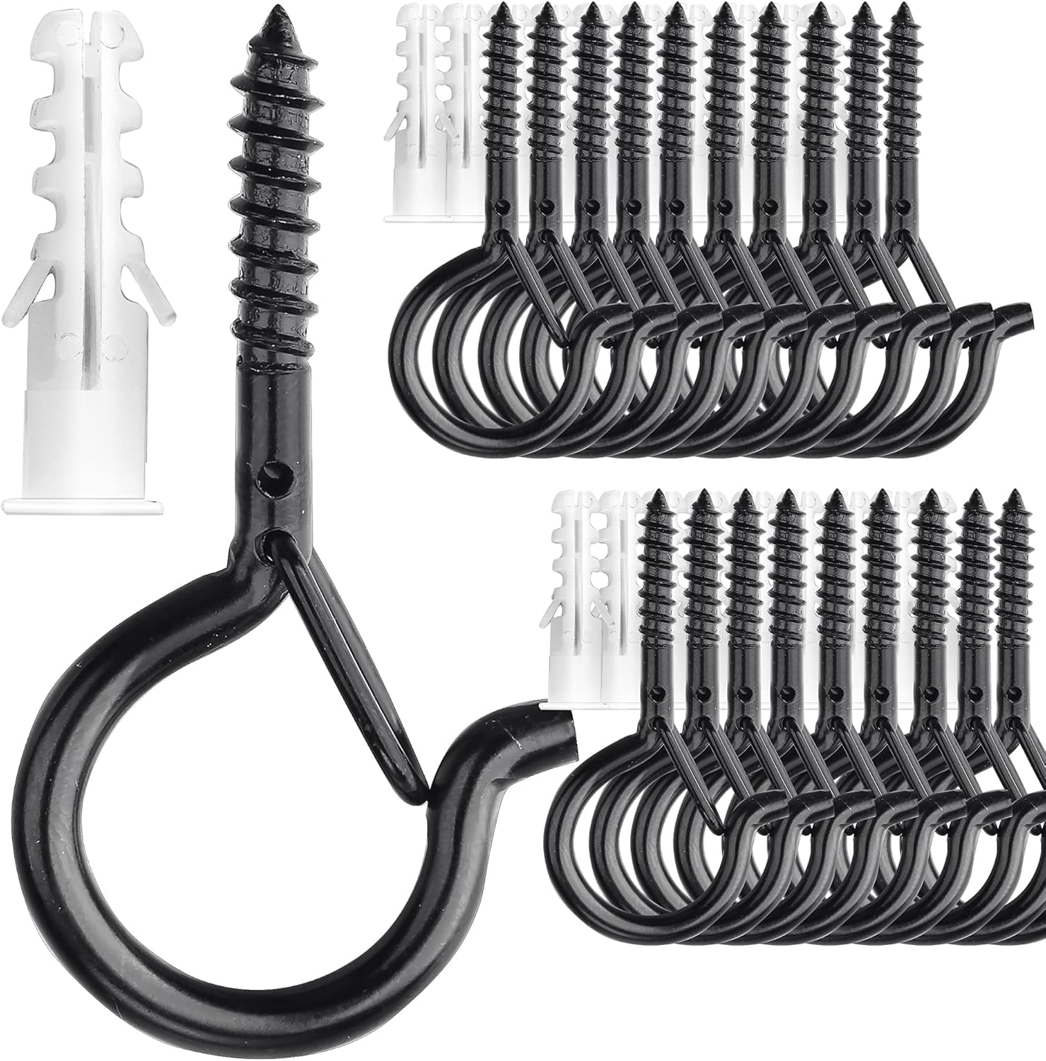 Medrialife Schraubhaken 20 Stück – Haken zum Schrauben Wandhaken Edelstahl – Schwarz Wandhaken für Decke & Wand, Ideal für Pflanzen, Dekoration & Lichter