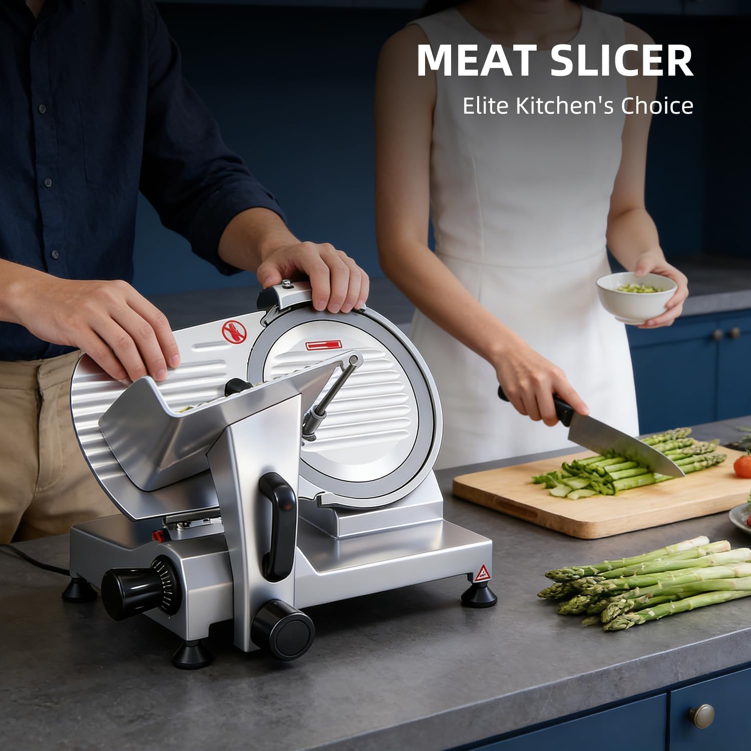 Commercial Meat Slicer, 12 inch 320W Frozen Meat & Deli Slicer, Premium Carbon Steel Blade with Built-in Sharpener, 0-0.6 inch Adjustable, Semi-Auto for Commercial and Home Use