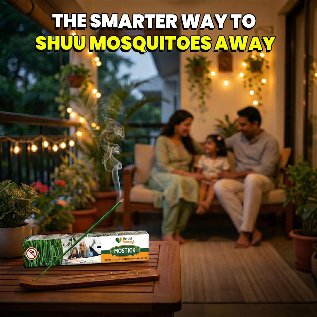 Herbal Strategi Mosquito Agarbatti Incense Stick Herbal - Natural, Vegan & Eco-Friendly | 100% Herbal and Chemical Free | Baby and Pet Safe | Ayush Certified | 120 Sticks 1