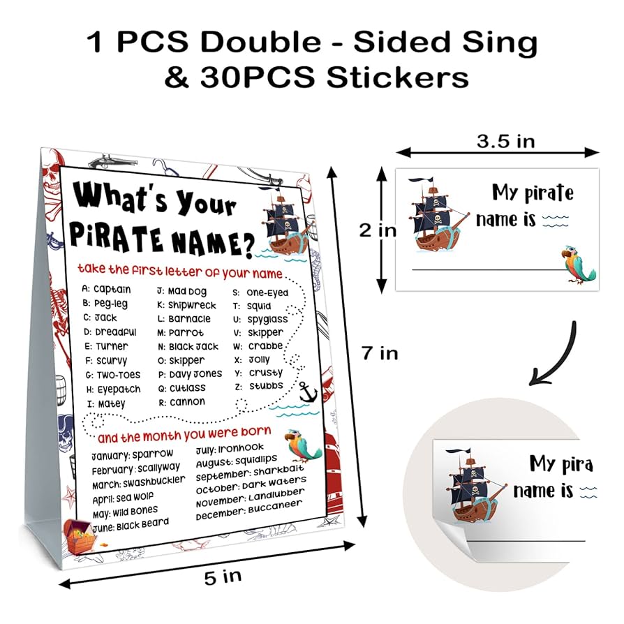 amazon-com-ubluro-pirate-name-game-birthday-party-kit-pirate-theme-sign-30-name-tag-stickers-perfect-for-boys-parties-ages-3-home-kitchen for Free Printable Pirate Name Tags Amazon.com: UBLURO Pirate Name Game & Birthday Party Kit, Pirate Theme Sign & 30 Name Tag Stickers, Perfect for Boys' Parties, Ages 3+ : Home & Kitchen for Free Printable Pirate Name Tags
