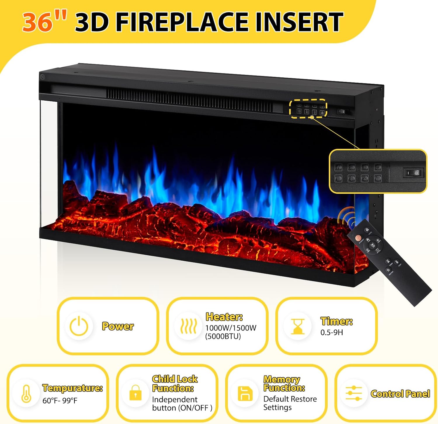 70 Inch Fireplace TV Stand for TVs up to 80", Rustic Media Entertainment Center Console Table with Glass Door Closed Storage, 3-Sided Glass Fireplace, Gray