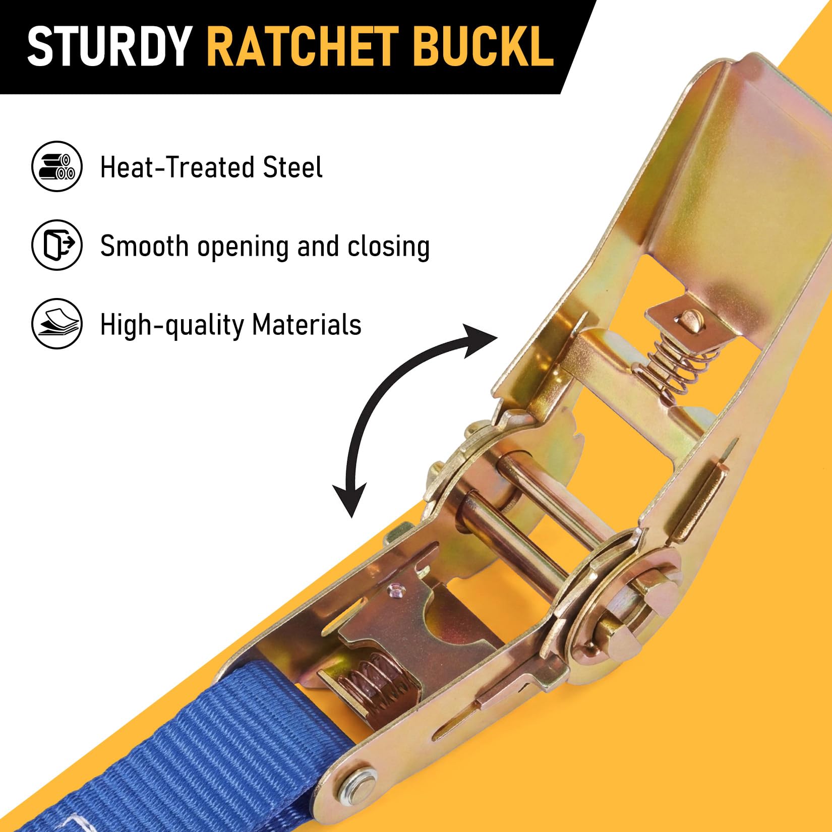GarveeTech Spanngurt Befestigungsgurt, 10 Stück Ratschen-Zurrgurte 25 mm × 6,1 m, 771 kg Tragkraft, Verstellbare Befestigungsriemen Mit Klemmschloss Für Transport, Fracht, Gepäck, Camping