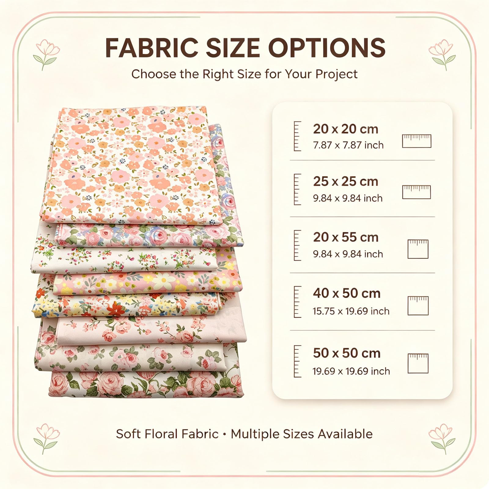 Tessuto di cotone con motivo floreale, 2 m x 160 cm, al metro, per cucito