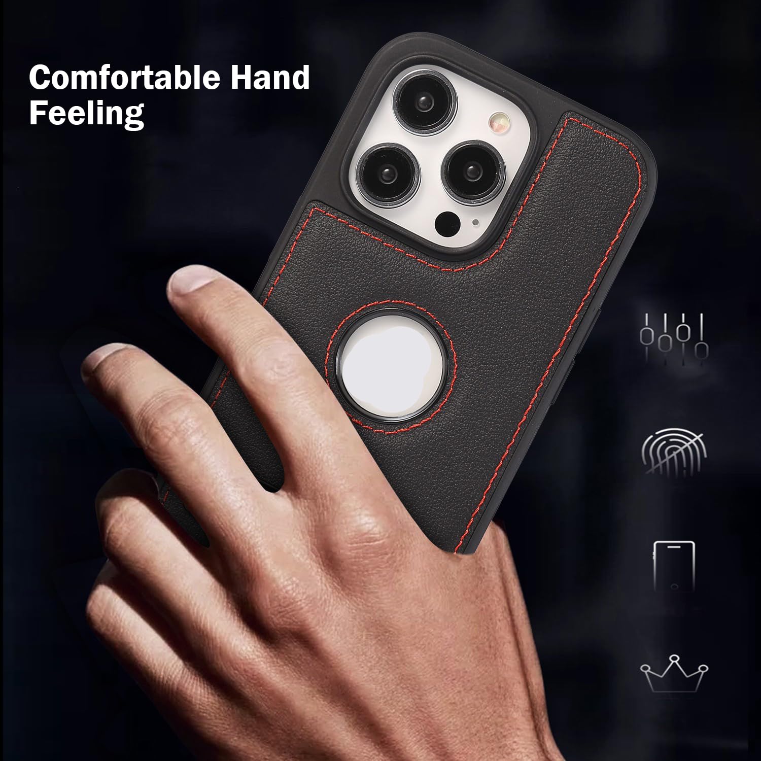 Etui z podstawką do iPhone'a 15 Pro Max/15 Pro/15 Plus/15, widok logo, wysokiej jakości biznesowe, wąskie, etui ochronne z prawdziwej skóry, brązowy, 15ProMax