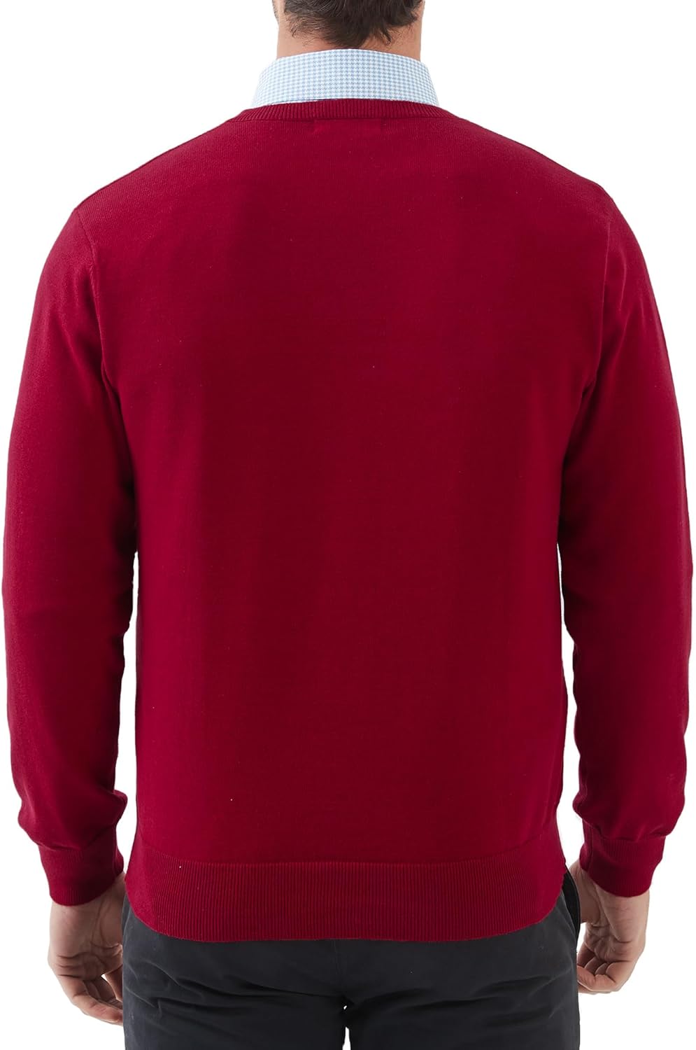 Kallspin Men's V Neck Sweater Pullover Regular Fit Pure Cotton Long Sleeve Lightweight Knit Casual Smart Layering - Image 4