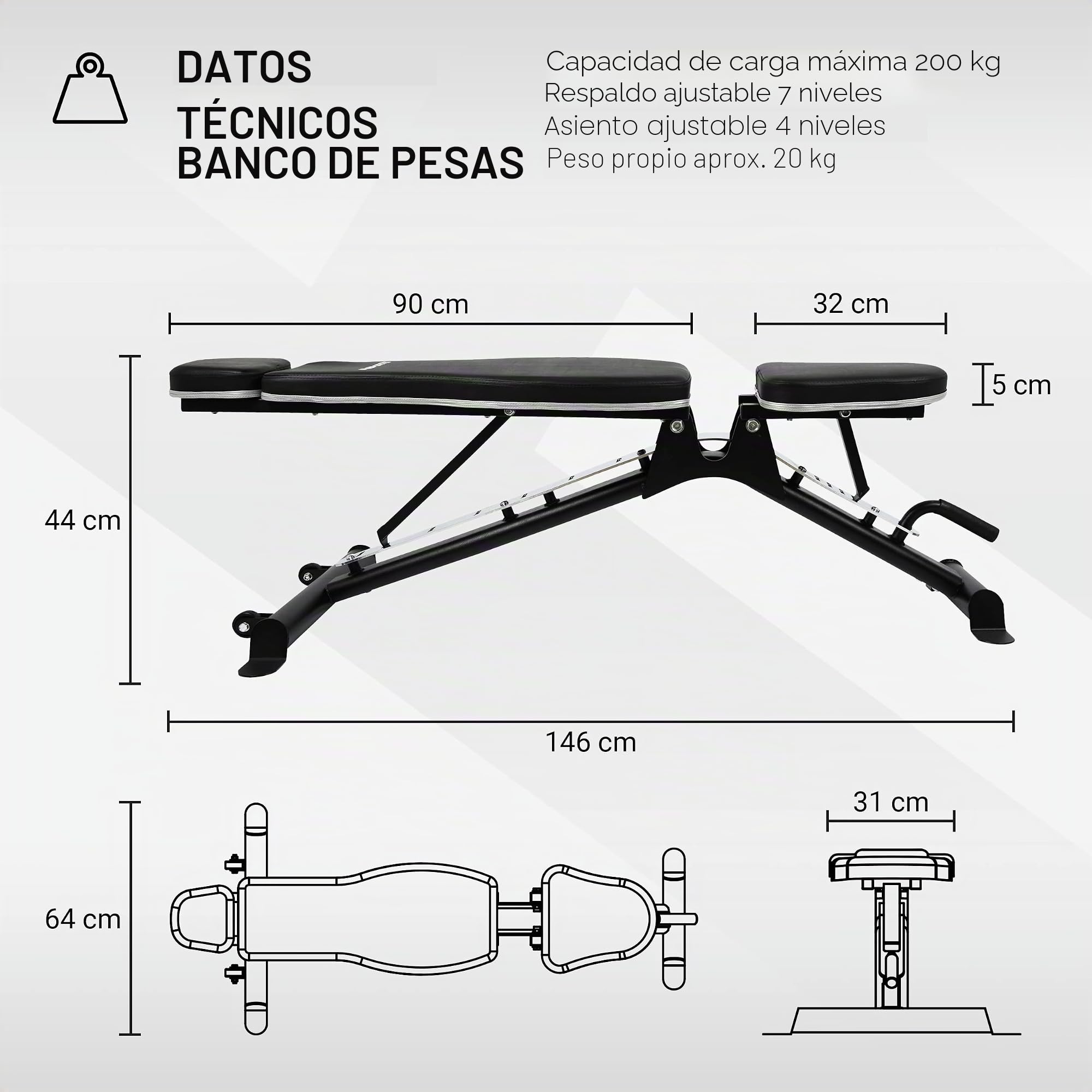 MSPORTS Power Rack Premium Cage H/B/T – 215 x 120 x 140 cm – Estación de fuerza hasta 200 kg Pesas Jaula Squat Fitness Station