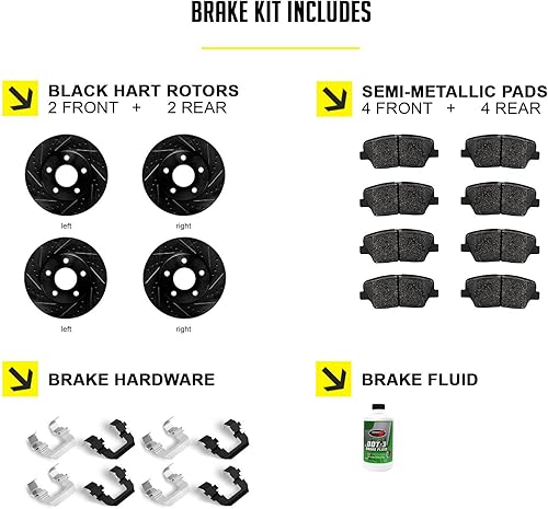 Miniatura 2 de Hart Brakes Kit de frenos y rotores delanteros traseros | Pastillas de freno delanteras y traseras | Rotores y pastillas de freno | Pastillas y