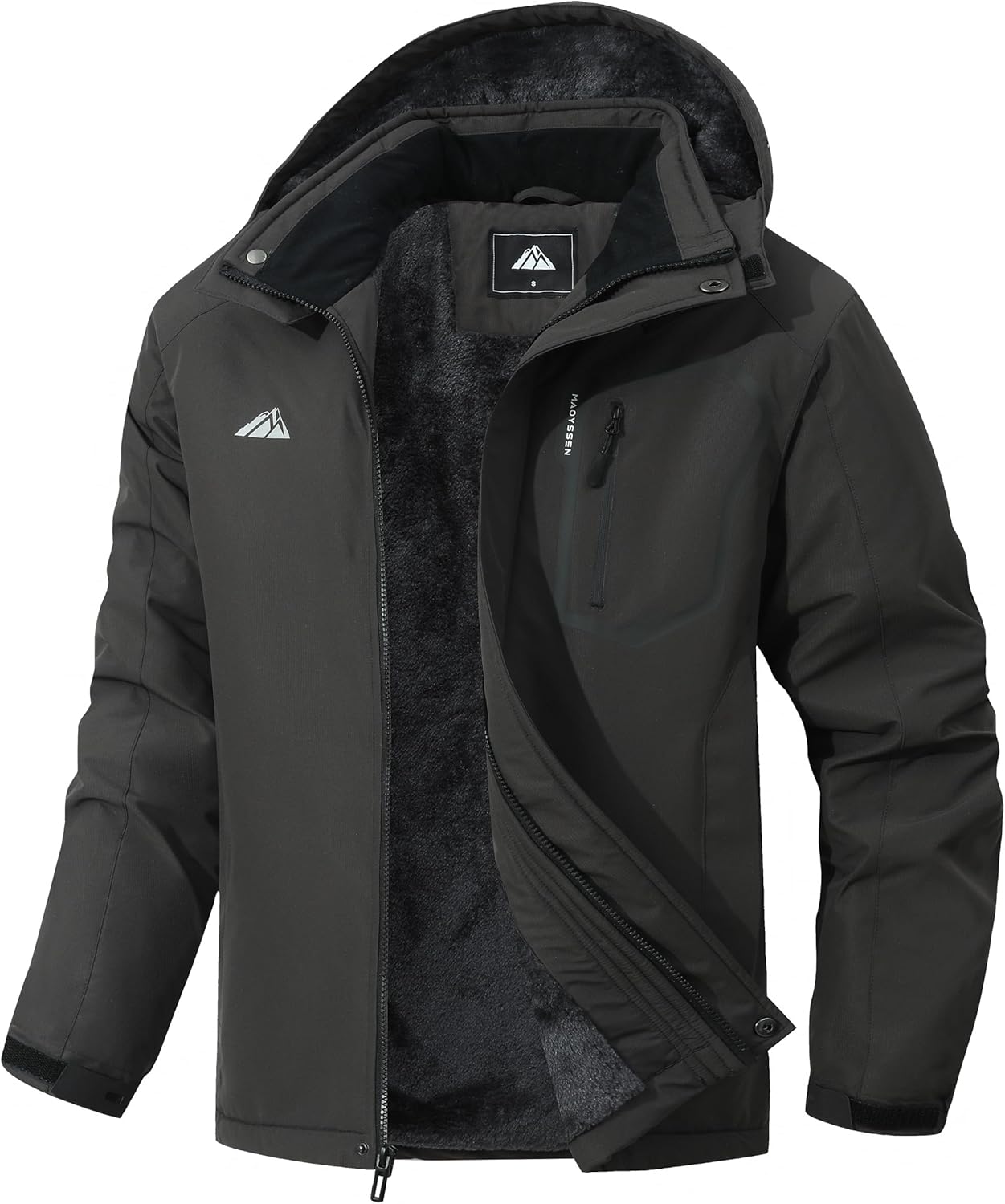 Men’s Winter Ski Snow Jacket - Warm Fleece Lined Parka, Water-Resistant Raincoat For Cold Outdoor Sports