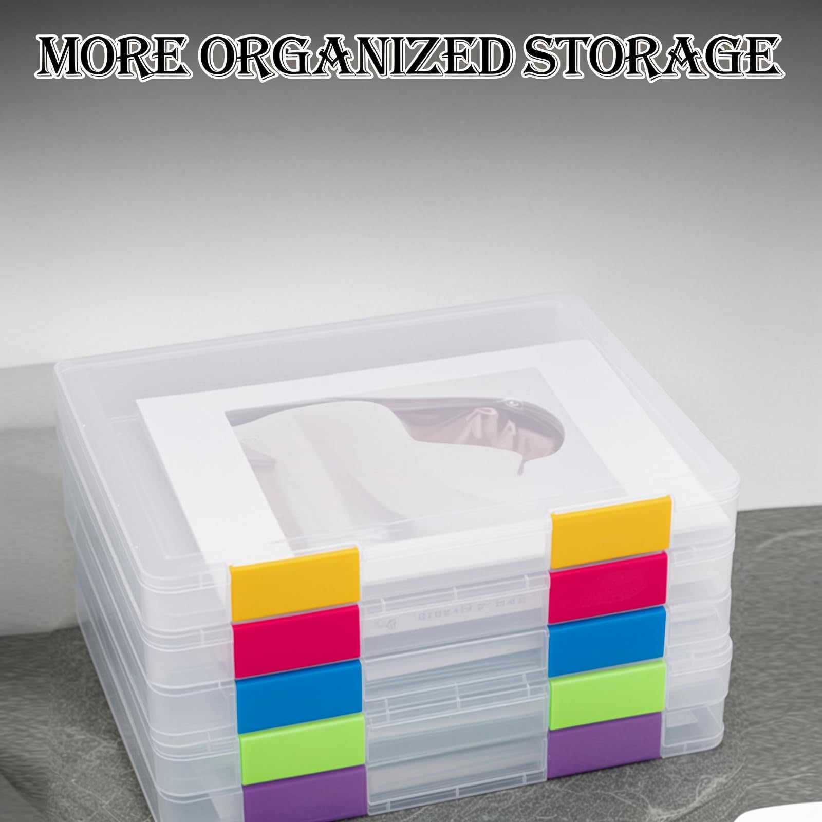 ZILAMGOO 6 Pcs Clear Plastic Document Storage Box, A4 File Box Paper Organizers Holder, Paper Storage Containers with Buckle for Document Magazine File Photo(12.4 x 9.84 x 1.18 in)