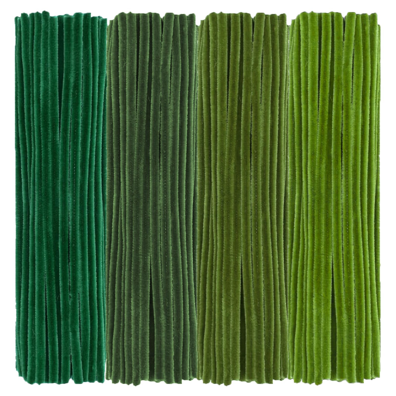 400 Pcs Green Pipe Cleaners Craft, 4 Colors 11.8 inch Long Chenille Stems Bulk, Thick Fuzzy Pipe Cleaners for DIY Art Craft Project Supplies, Decorations and Gift (6 mm x 30 cm)