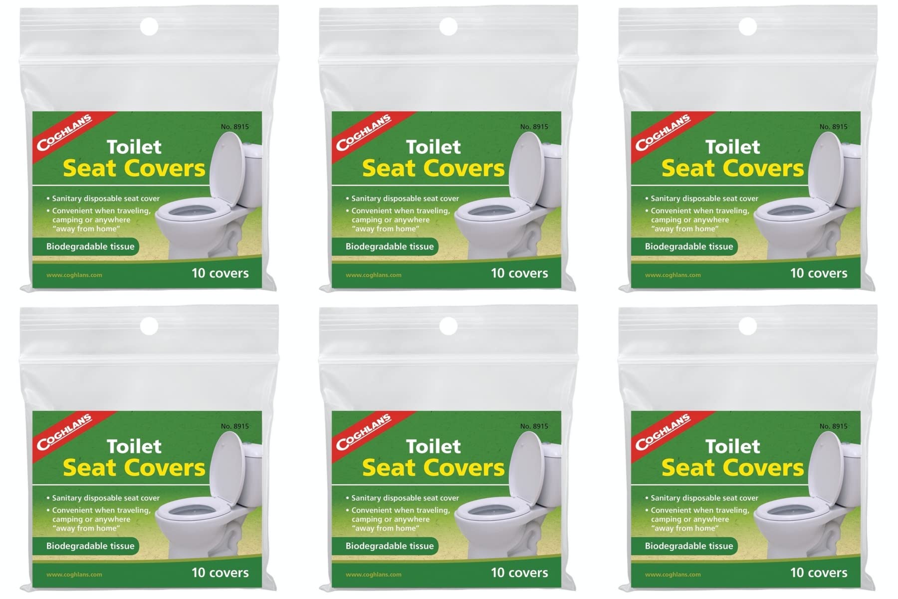 Coghlan's 10-Pack Biodegradable Tissue Toilet Seat Covers (6-Pack)