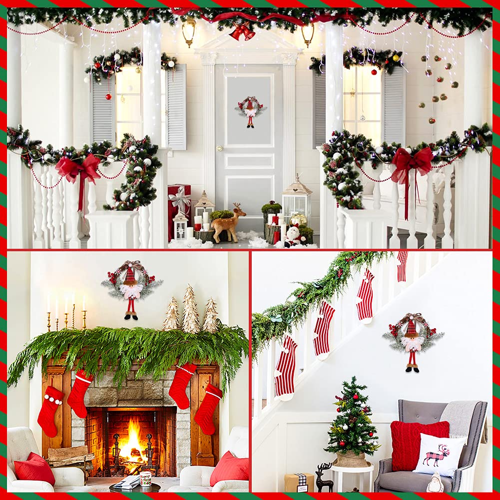 Corona de Navidad, HALOVIE Guirnaldas de Navidad 33 * 35cm para Puerta Colgante Artificial Decoraciones Navideñas Adorno de Navidad para Fiesta Regalo Ventana Pared Exterior