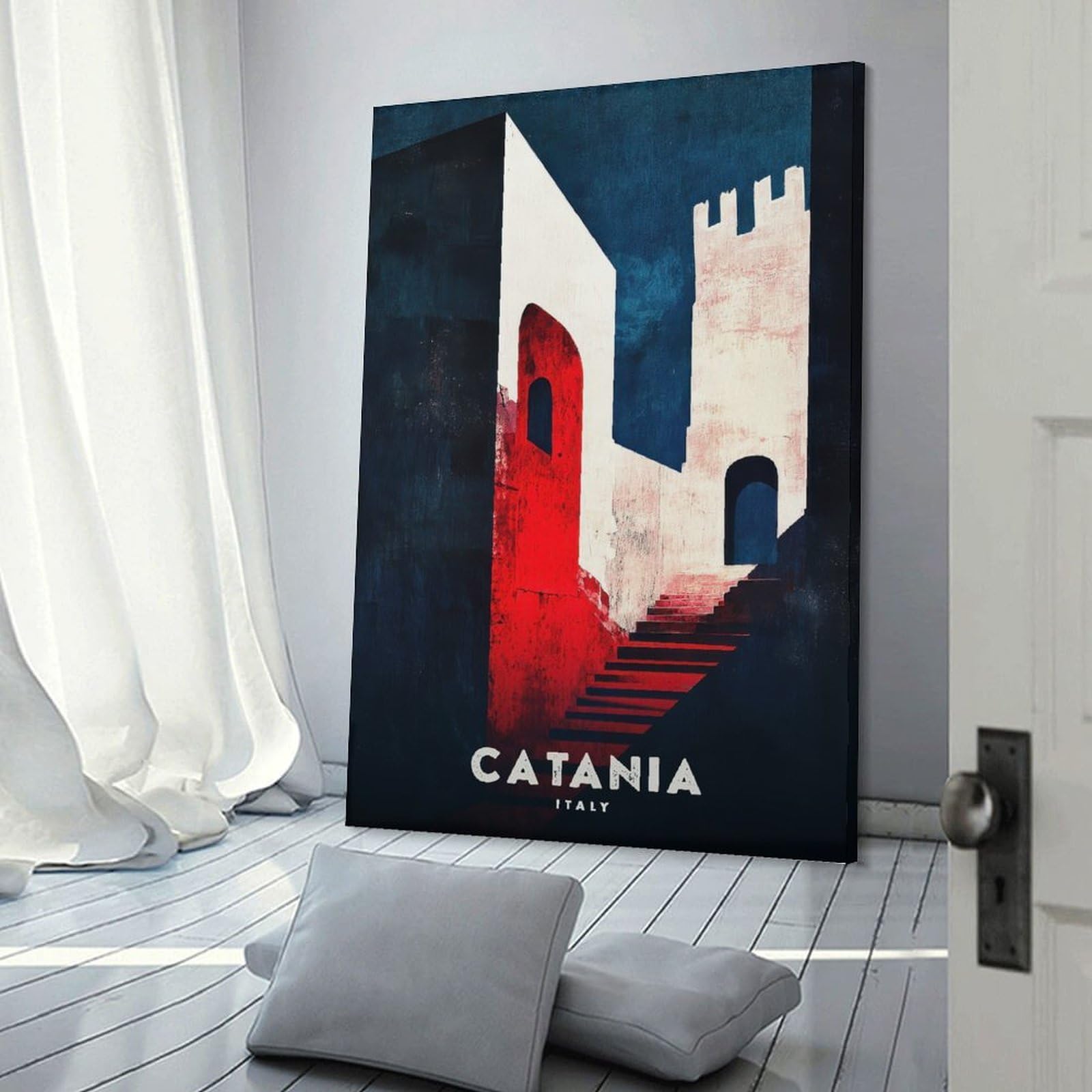 Junmoney Frame-Style-19 Catania, Italy Travel Decorative Canvas Print 08X12inch(20X30cm), For Gallery Wall Layouts In Home Or Office, Home Wall Art For Statement Displays
