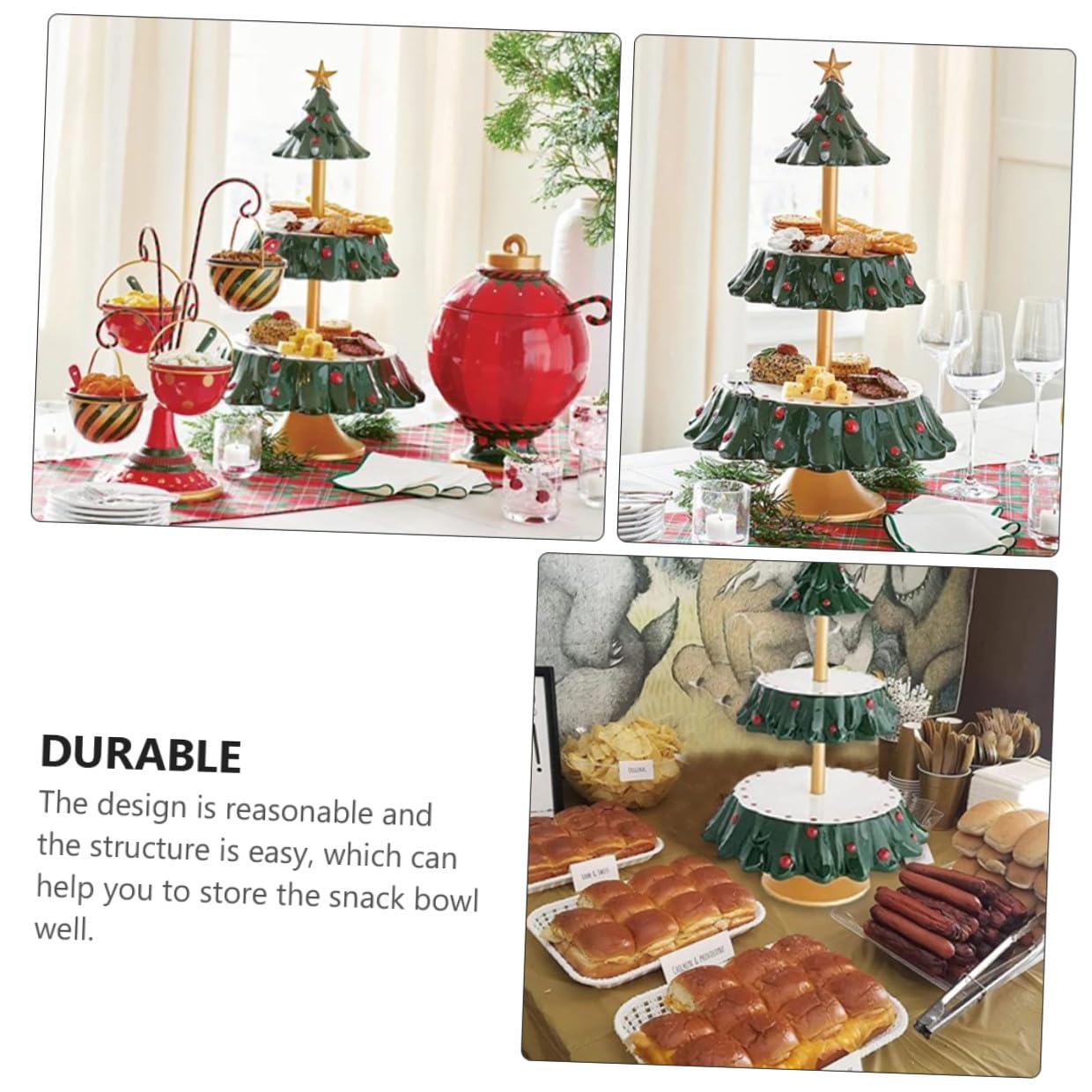 STOBAZA Vassoio Porta Snack Natalizio in Resina Sicura Espositore Multifunzionale per Dolci e Frutta Decorazione da Tavolo per Feste di Natale e Celebrazioni