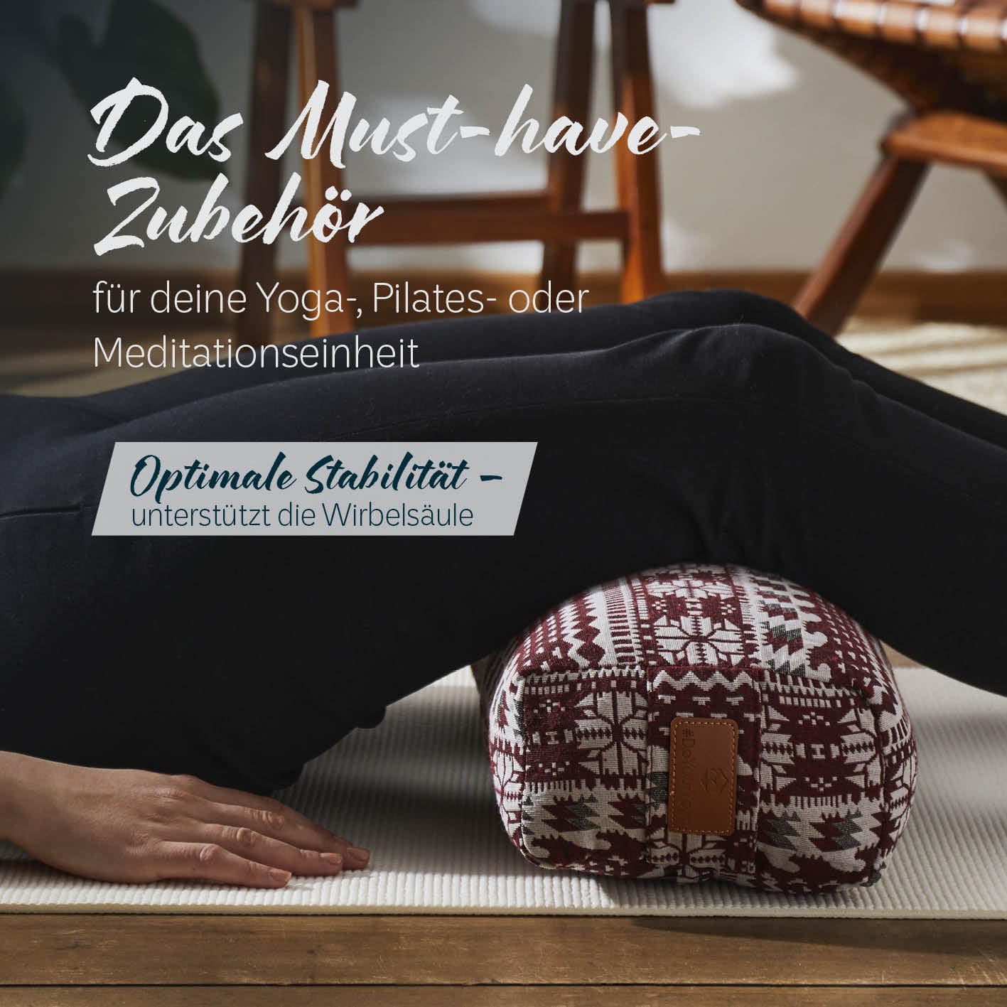 #DoYourYoga Yogabolster »Paravati« 67cm x 13cm | Gefüllt mit Bio-Dinkelspelz (KBA) oder Bio-Buchweizenschalen (KBA) | Yogakissen mit waschbarem Bezug | Sitzkissen & Zafukissen für Yin Yoga