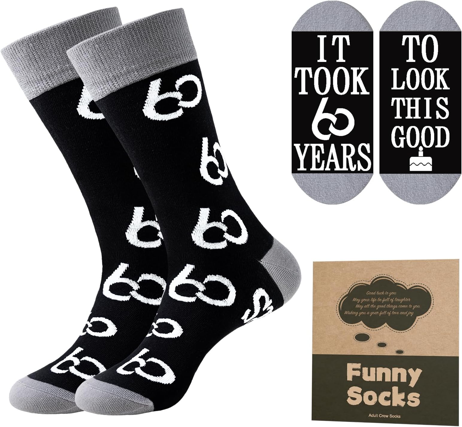 Mens Socks Calf-length Cotton Size 9-11, Novelty Funny Birthday Socks Gift for Dad/Grandad/Husband/Son/Brother/Boyfriend