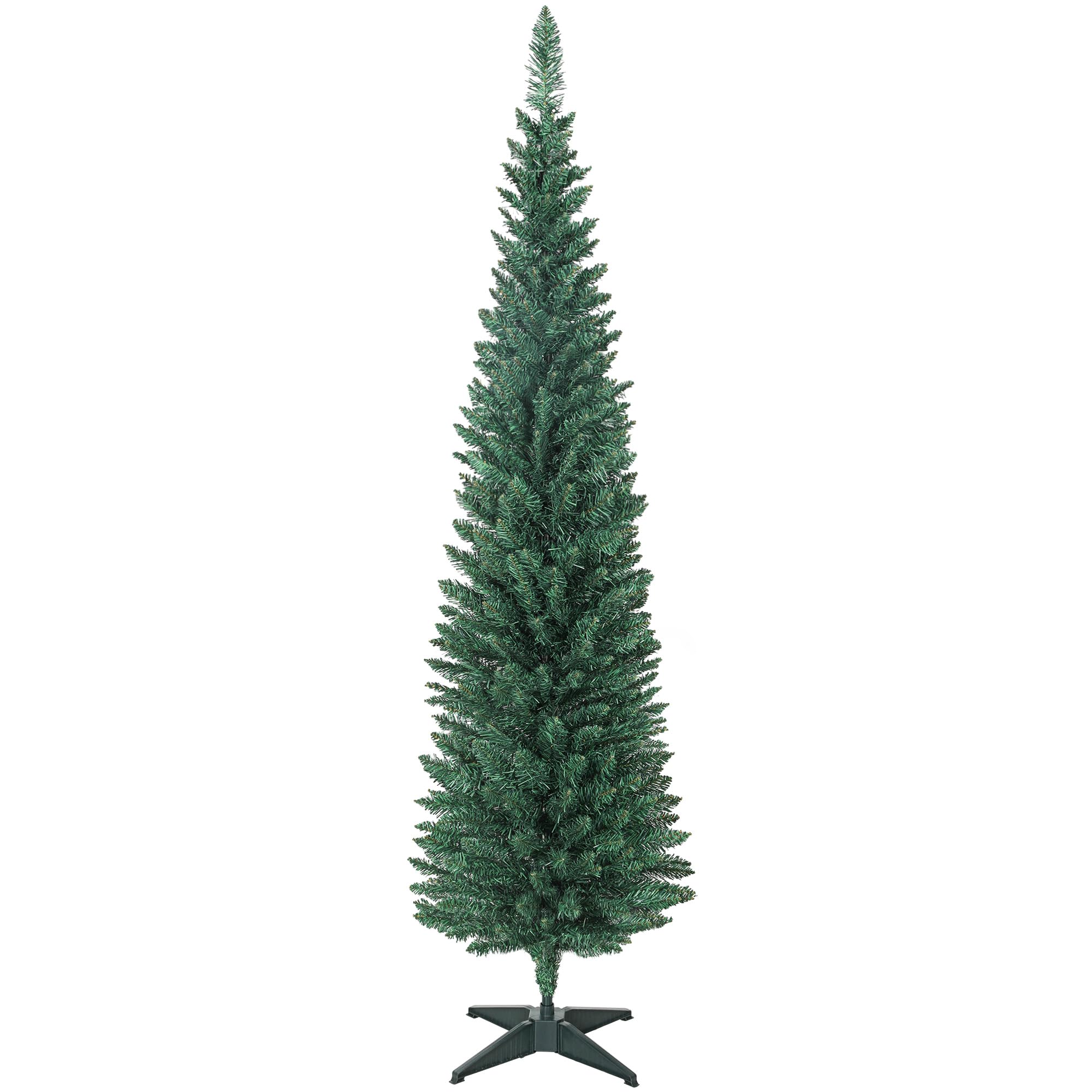 HOMCOM Árbol de Navidad Estrecho 180 cm, Árbol de Navidad Artificial con 321 Ramas, Soporte Metálico, Fácil de Montar, Decoración para Interior, Hogar, Oficina, Verde