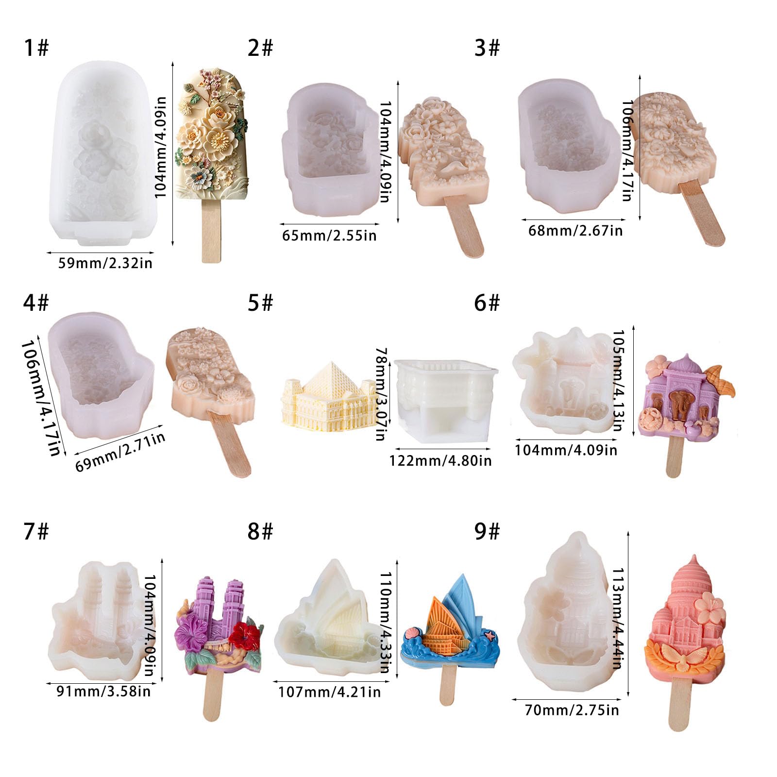 Moldes for paletas con forma de flor, moldes for helado, textura silicona, suministros for postres(A)