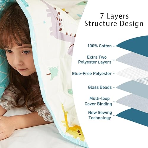 Miniatura 3 de Hiseeme Manta con peso para niños (41 x 60 pulgadas, 7 libras) manta con peso refrescante y transpirable con dinosaurio de cuentas de vidrio de