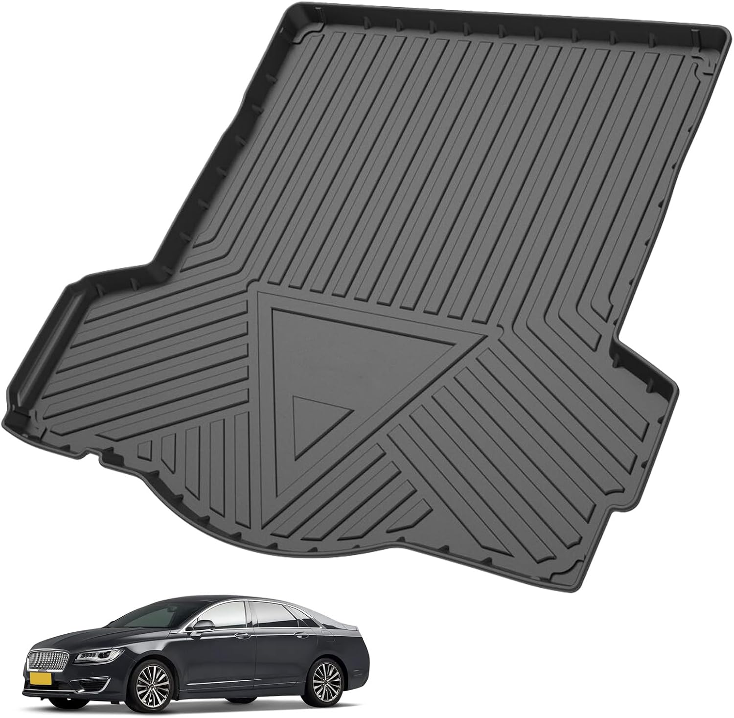Elsetyler Custom Fit for Cargo Liner Lincoln MKZ 2013-2020 - Black TPE All Weather Heavy Duty Waterproof Rear Cargo Tray Trunk Floor Mat Protector