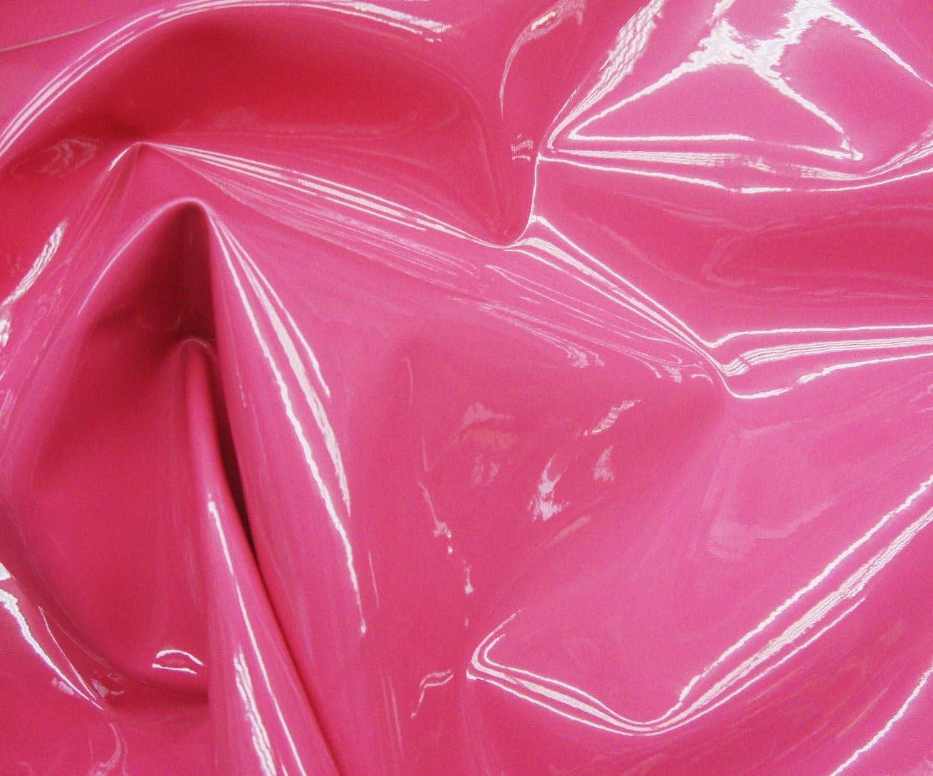 Candy Pink Patent Faux Vinyl Upholstery Fabric Per Yard
