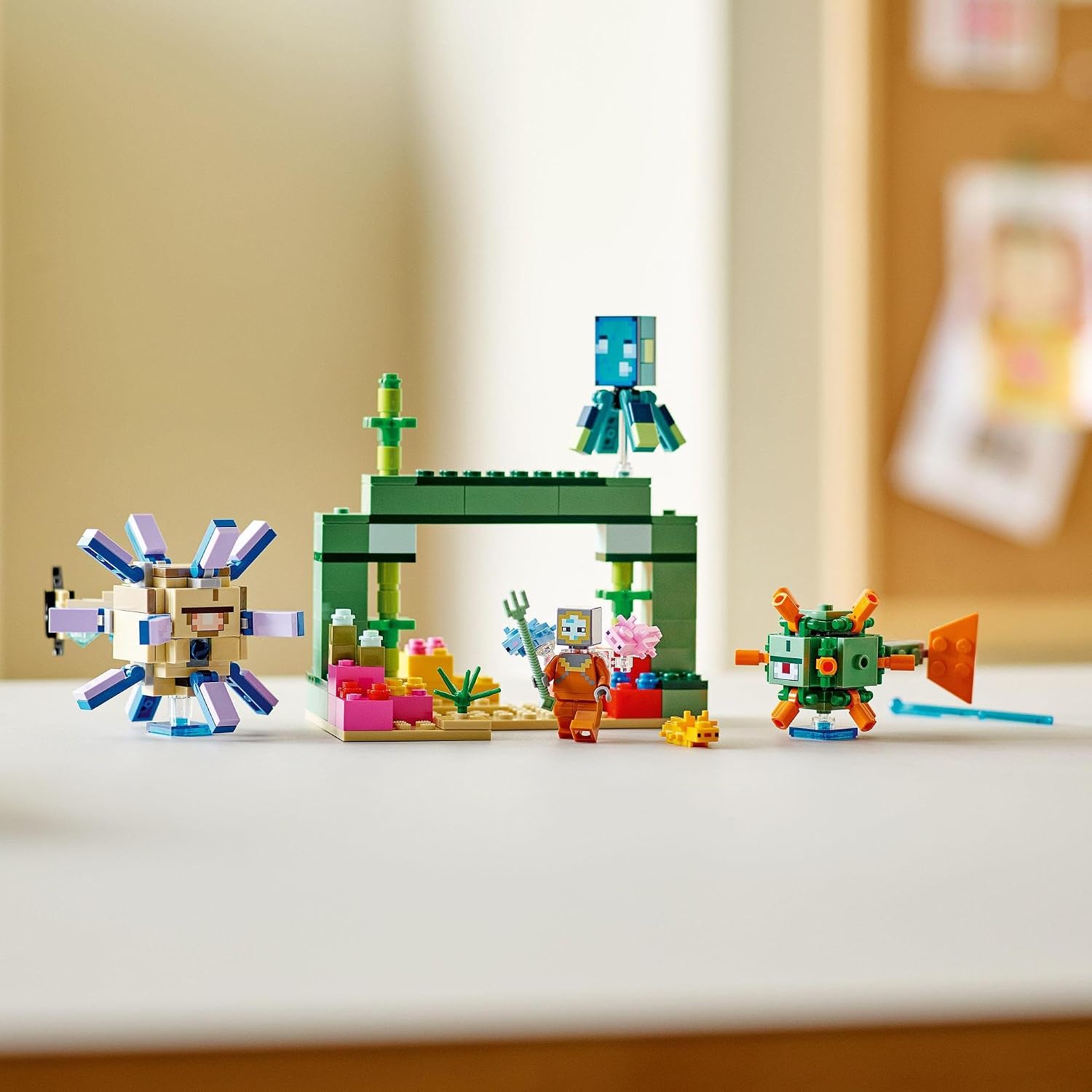 LEGO Minecraft 21180 Битва стражей, Игрушечные блоки, для мальчиков и девочек, Подарок, Видеоигра, Море, От 8 лет и старше, фото 6