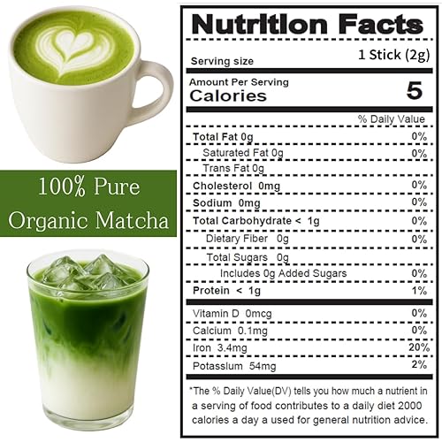 Miniatura 2 de SALBEL Auténtico polvo de matcha japonés  Té verde orgánico de grado ceremonial, 30 barras × 0.07 oz (2.12 oz en total2.11 onzas), fabricado en