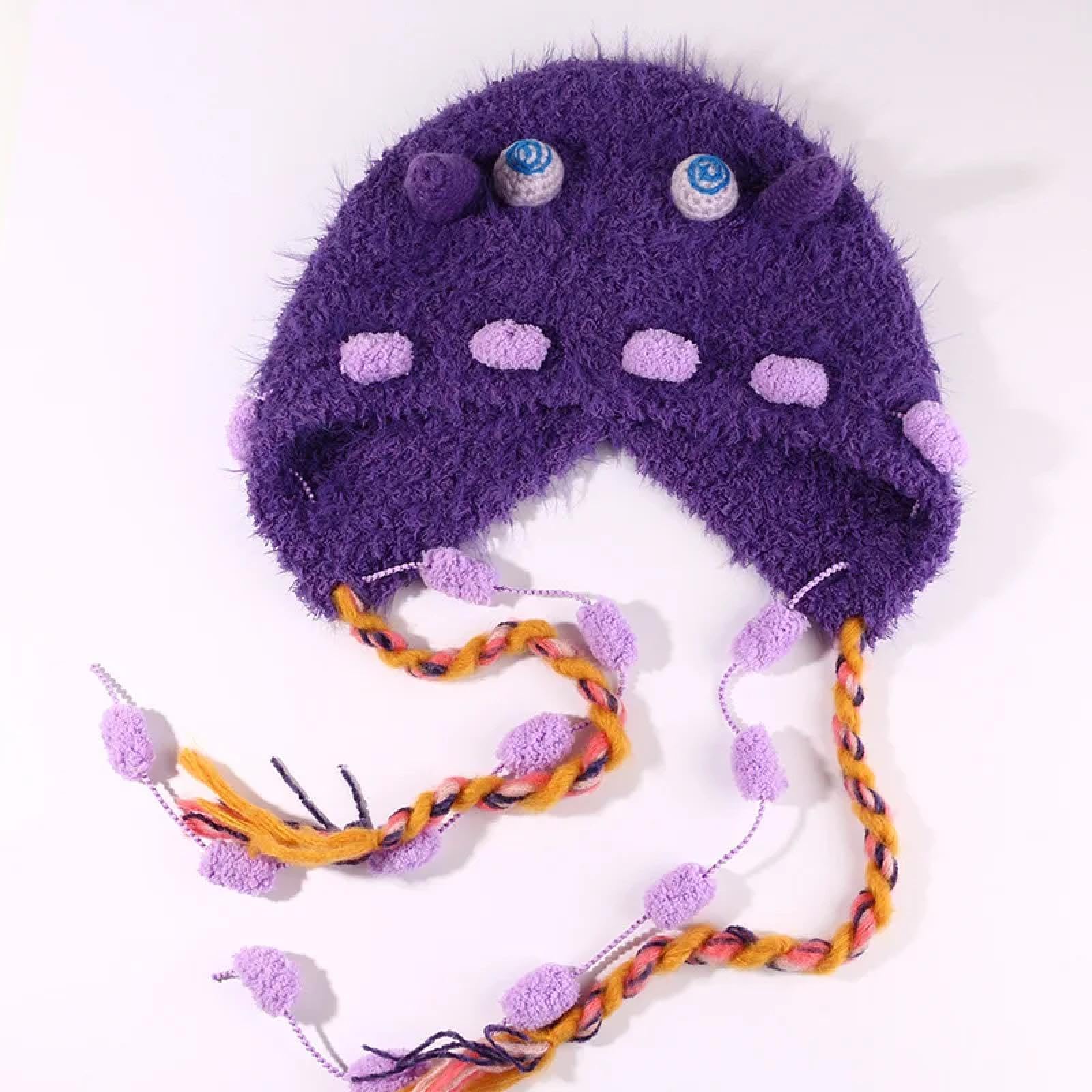 Strickmützen Hüte Mützen Caps Beanie Mütze Beanie Handgemachte Süße Lustige Strickmütze Pelzige Kleine Monstermütze Herbst Winter Warme Ohrenschutzband Russische Outdoor