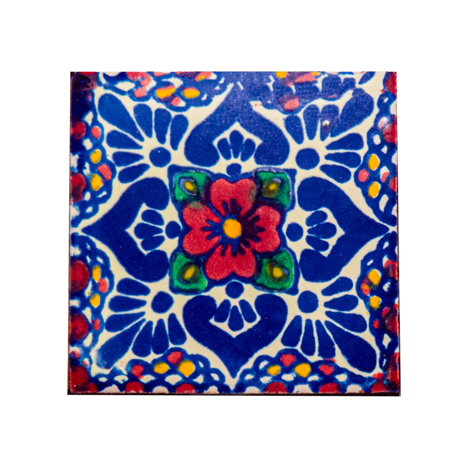 Azulejo mexicano Talavera arte mediterráneo español colorido 2 x 2 pulgadas mosaico de cerámica pintado a mano para baño, pared, espejo, cocina, decoración rústica (60)