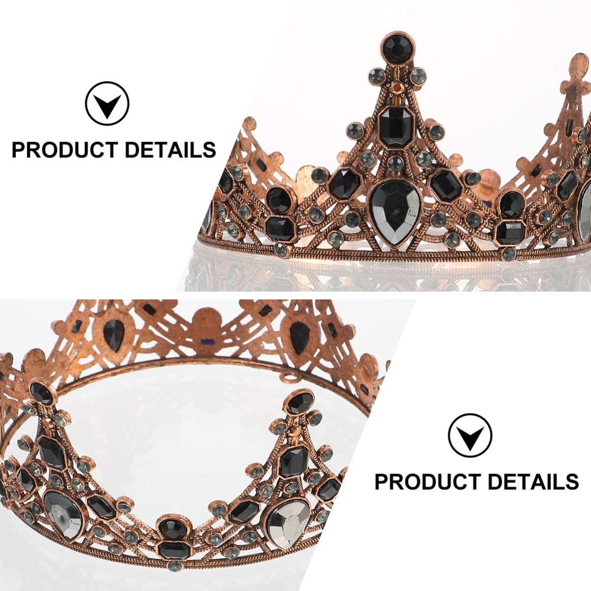 Lurrose Wedding Crown Headdress for Women Vintage Rhinestone Tiara Hair Accessory Retro Bridal Party Dance Stage Headpiece - Image 4