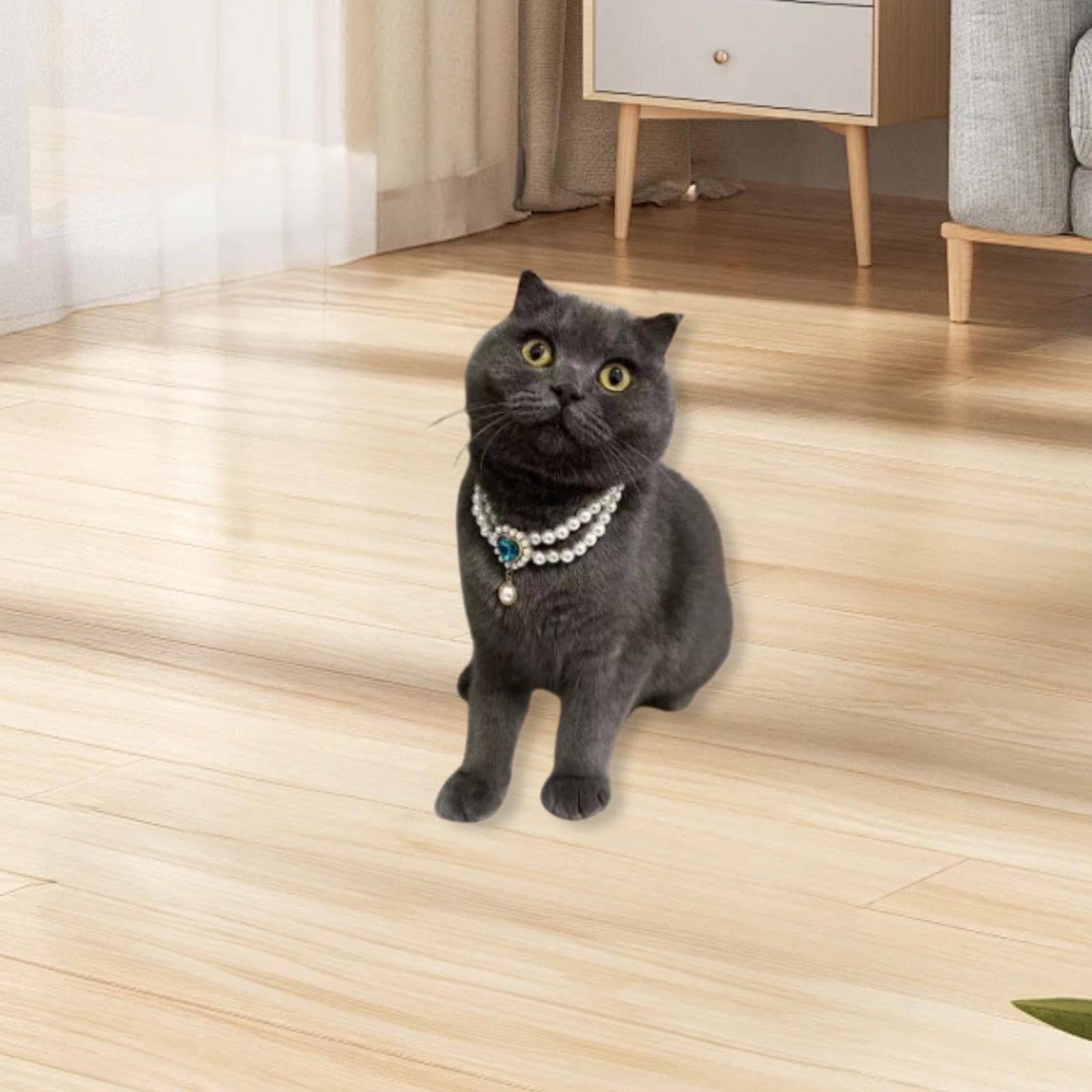 Pet Pearl Necklace Dog Collar Necklaces Costume Elegant Dress Up Adjustable Pet Jewelry for Puppy Small Dog Photo, L