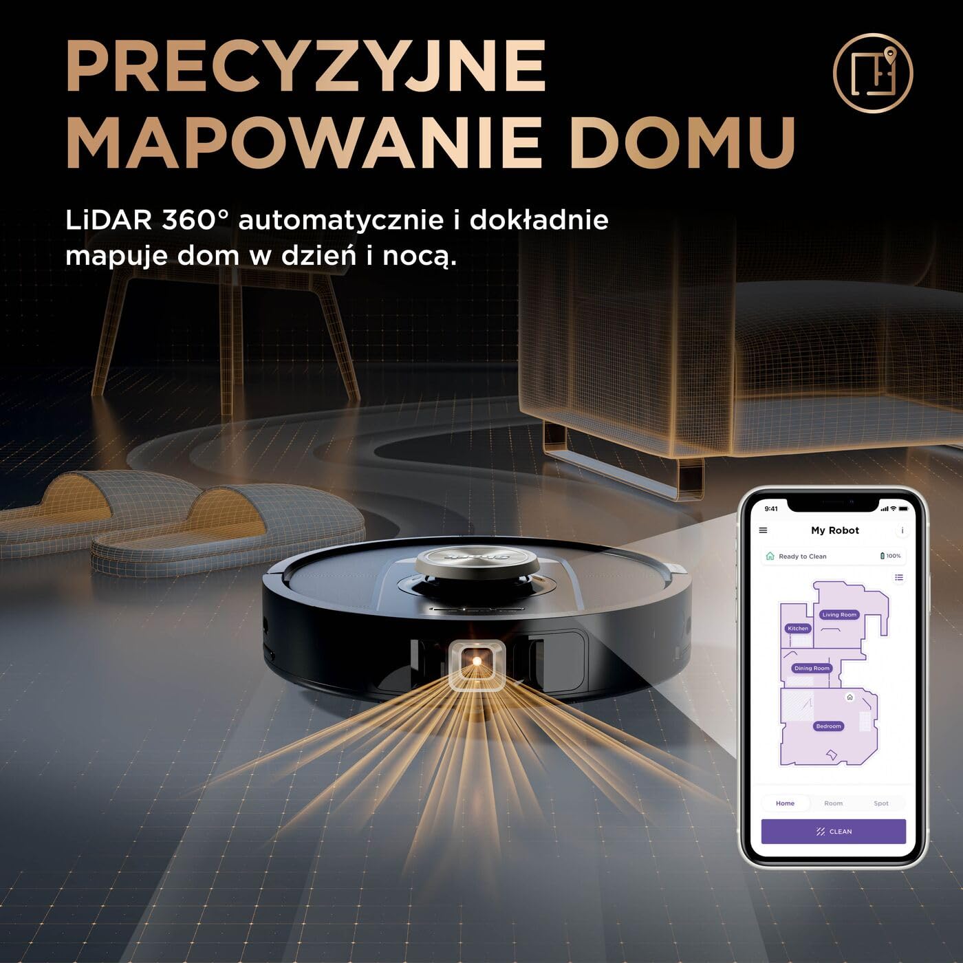Shark PowerDetect Robot odkurzająco-mopujący 2 w 1, automatyczne opróżnianie, napełnianie i czyszczenie NeverTouch Pro (60 dni), 3D i LiDAR, NeverStuck, WiFi/aplikacja, czarny, RV2800ZEEU
