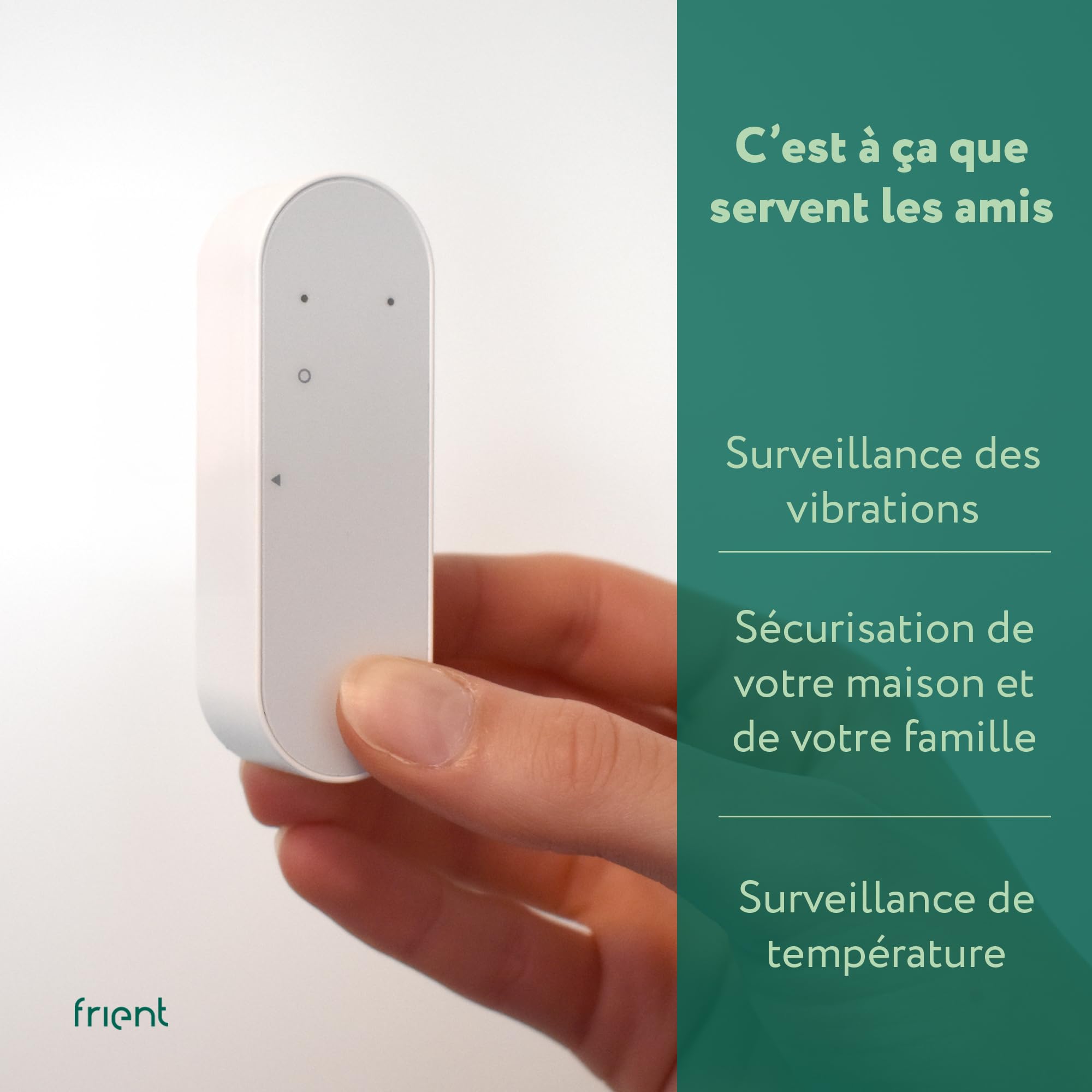 frient Capteur de Vibration - Détecteur d'Inclinaison & Température Zigbee | Compatible avec Homey et SmartThings, cet accéléromètre 3 axes offre 15 niveaux de sensibilité pour protéger vos fenêtres.