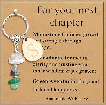 Initial Letter Crystal Keychain Gifts For Your Next Chapter Healing Crystal Bag Charm for Women Initial Purse Charms