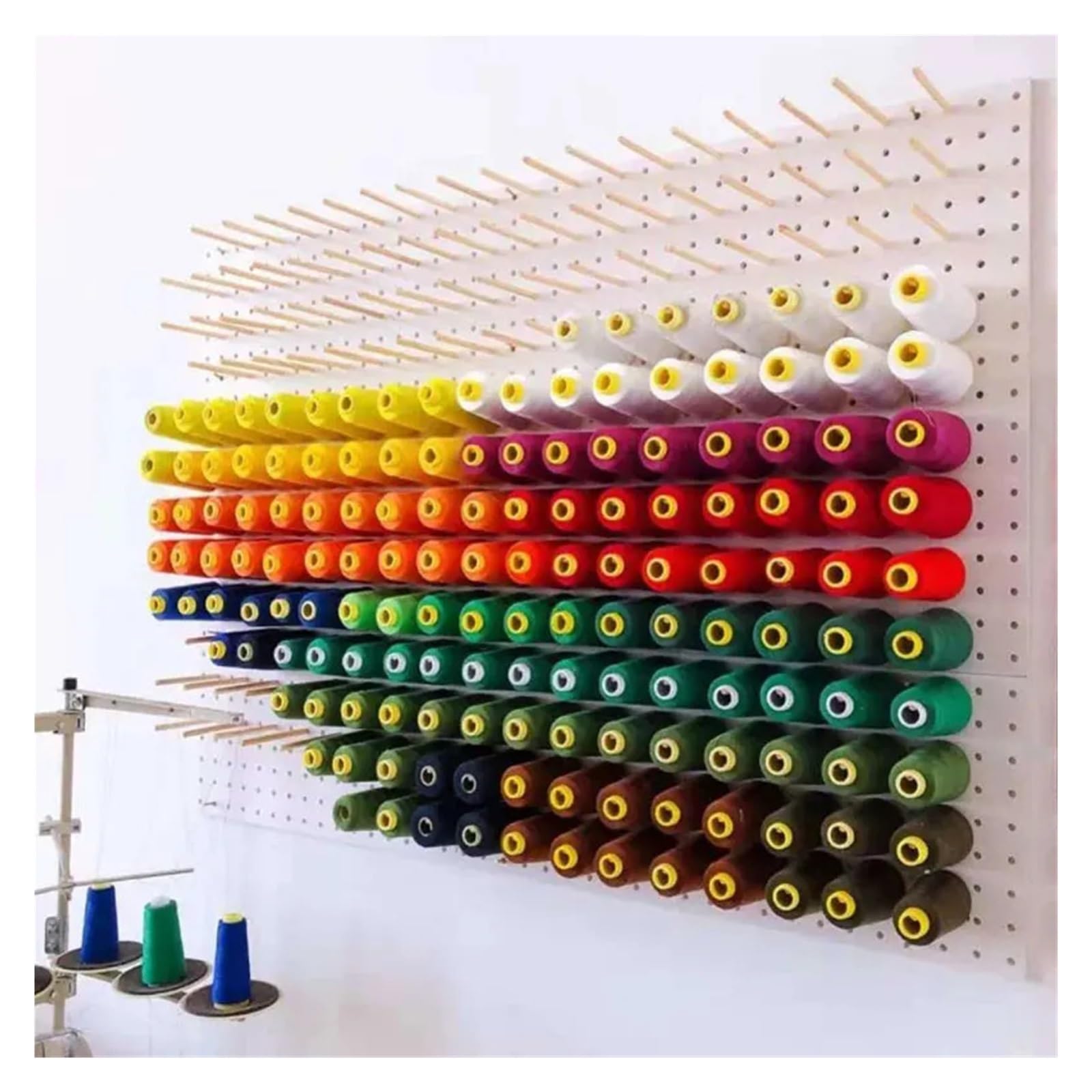 Spulenständer aus Draht Nähgarnhalter, Holzgarnständer, 25/100 Garnrollen, Nähgarn, Stickwerkzeuge, Organizer, Basteln, Handarbeitsaufbewahrung(605mmx605mm Yellow)