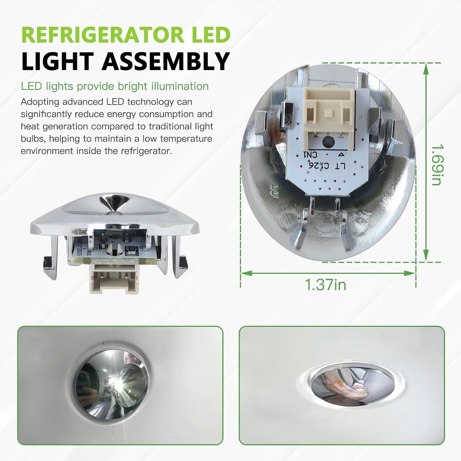 WR55X11132 2Pcs Refrigerator LED Light Assembly Compatible for GE Models CFE28TP3MED1GEH, CFE28TP3MED1GEH, CFE28TP3MFD1GEH, CFE28TP3MFD1-GEH, CFE28TP3MFD1-GEH, CFE28TP3MGD1-GEH