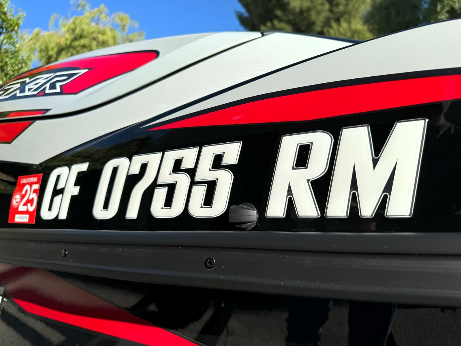 Boat Registration Numbers and Letters Domed 3D Finish Modern Sleek Font Style (White Center/Chrome Outline)