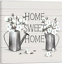 ناشيك وول لوحة فنية جدارية بتصميم زهور المزرعة مصنوعة من القطن العتيق مطبوعة على القماش باقتباسات للمنزل الريفي لغرفة المعيشة والمطبخ وديكور الحائط باطار مقاس 24 × 24 انش، متعدد