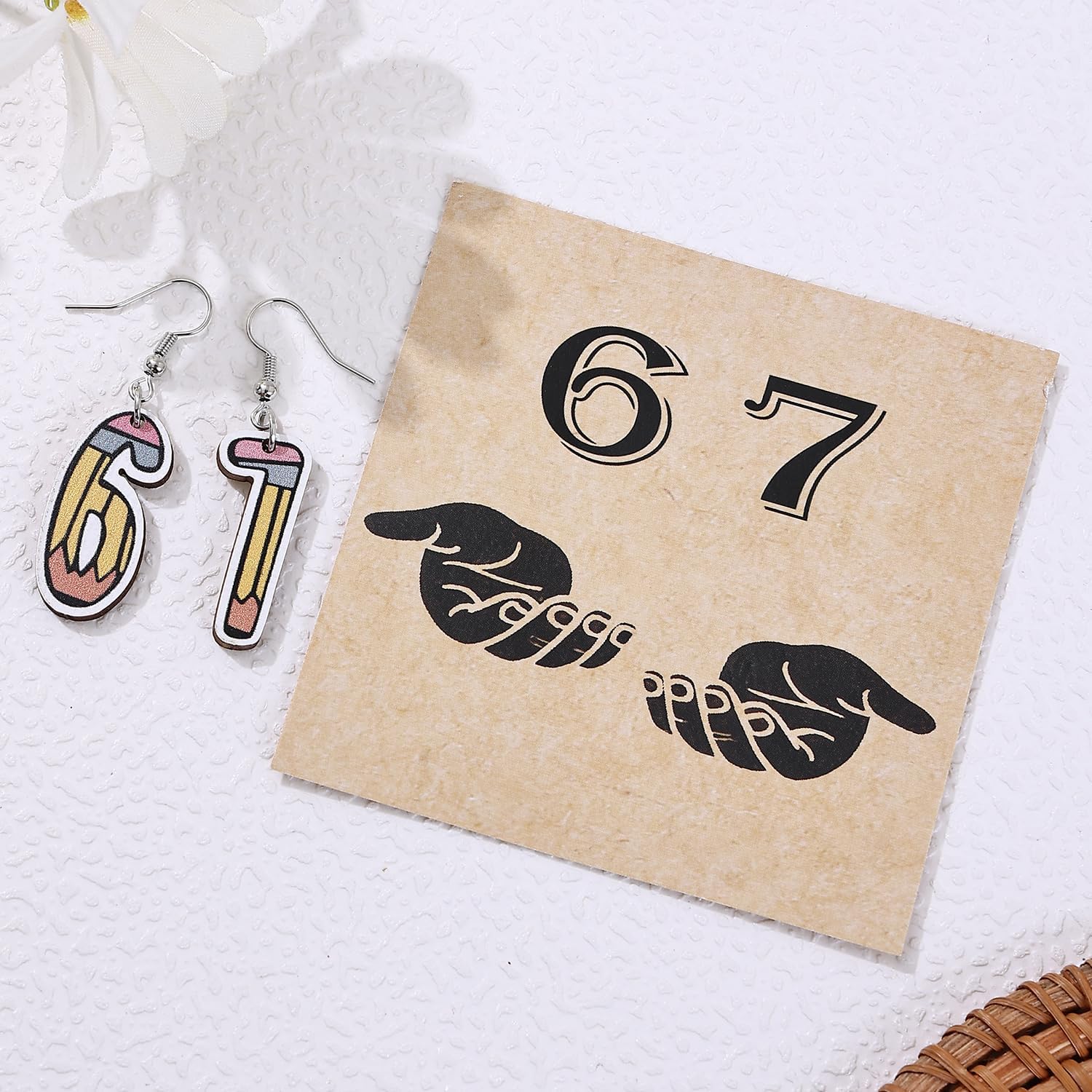 67 Six Seven Earrings Funny Six Seven 67 Earrings for Men Women Funny 67 Meme Earrings:A Birthday, Easter, Christmas Stocking Stuffer Gift for Tweens & Teens 1 Pairs - Image 3