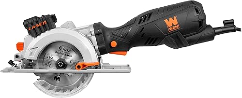 Miniatura 3 de WEN 3625 Sierra circular compacta biseladora de 5 amperios y 4-12 pulgadas con láser y estuche de transporte