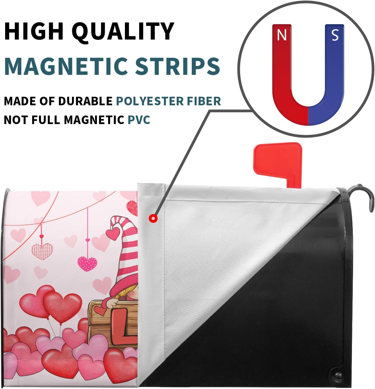 Happy Valentine's Day Mailbox Covers Magnetic Love Heart Pink Mailbox Cover Standard Size 18 X 21 Valentine's Day Decor Holiday Mailbox Wrap Post Letter Box Cover Decorative for Home Garden Outdoor