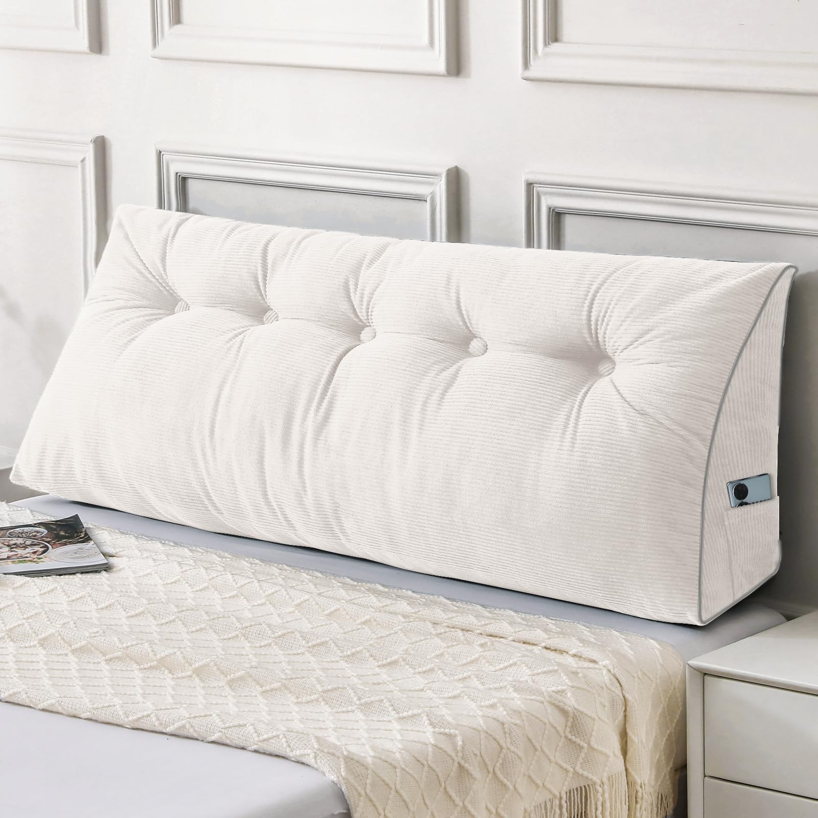 Sasttie Headboard Pillow Queen, Triangular Wedge Pillow Headboard, Wedge Headboard Pillow for Bed Sofa, Daybed Pillows for Sitting up, Reading or