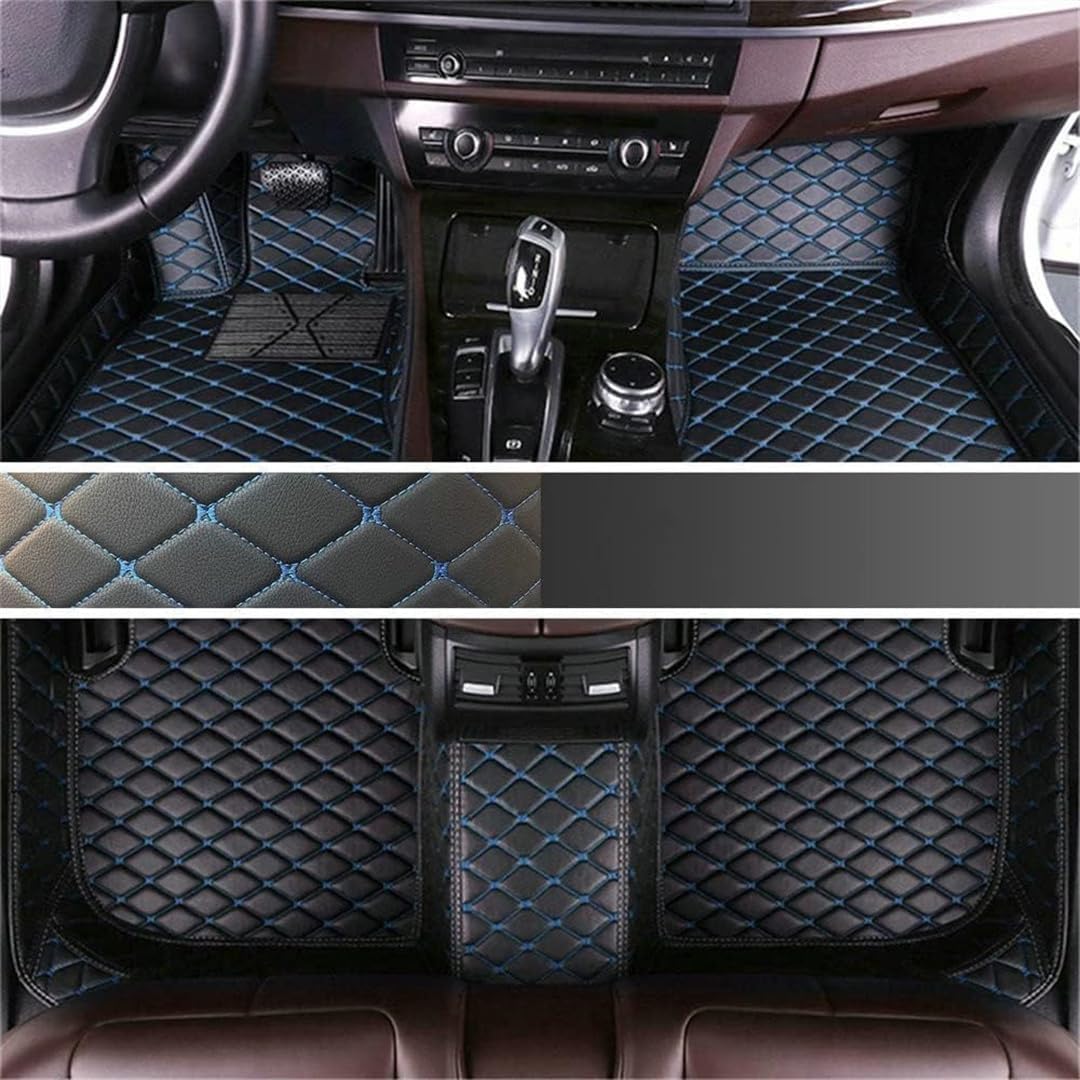 Customize All-Weather Protection Luxury Leather Floor Mats for 99.99% Cars, SUVs, and Trucks According to Automotive Model 2002-2024 (Black red 2)