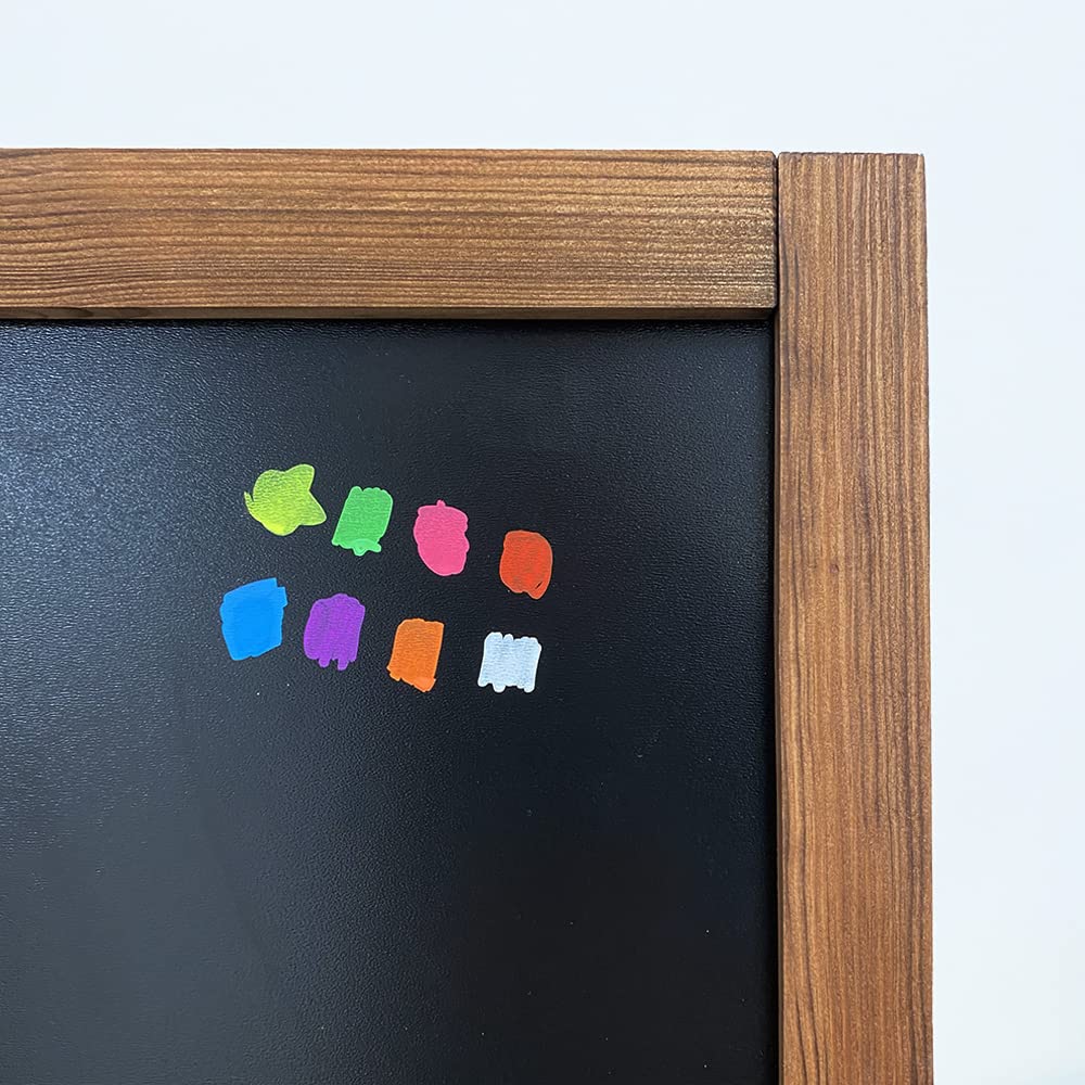 DisplayLager - Pizarra de tiza para clientes, 60 x 100, madera teñida, incluye 8 lápices de tiza de colores