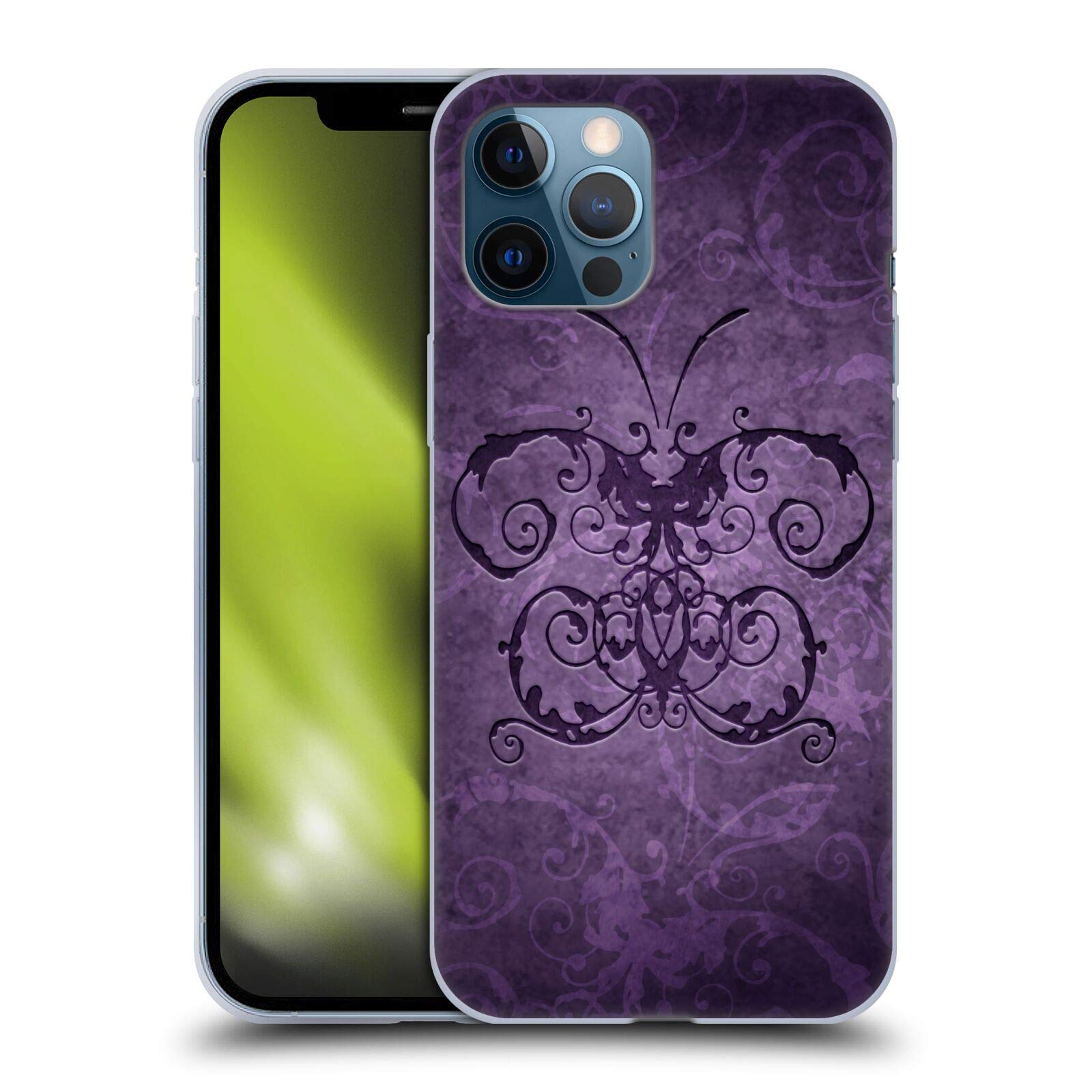 Funda para iPhone 12 Pro Max gel suave silicona carcasa mariposa morada 7